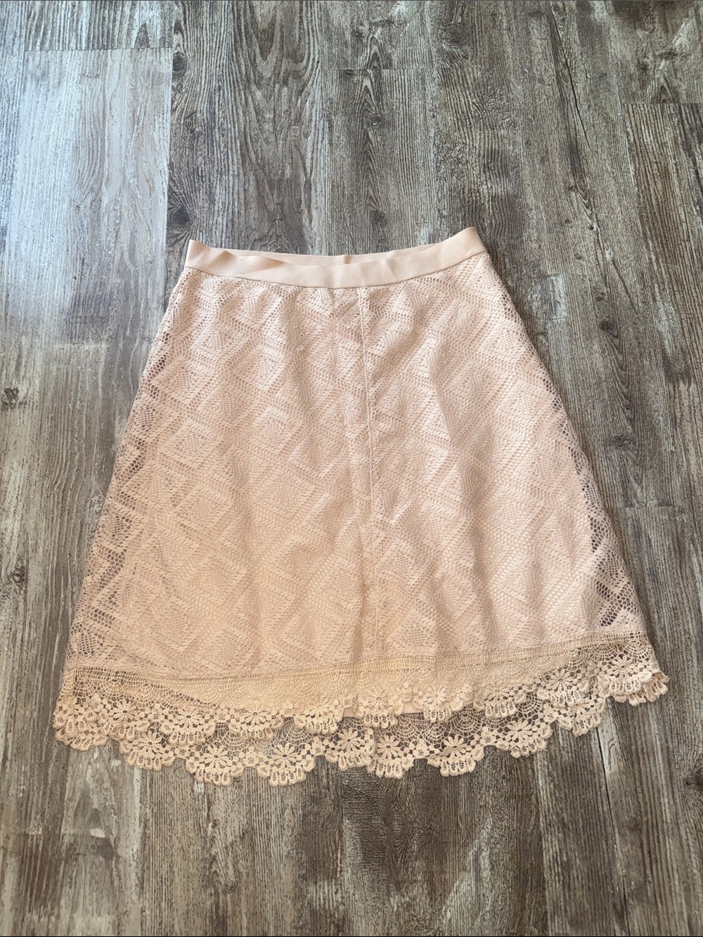 JohnPaulRichard Blush Pink Lace A-Line Skirt